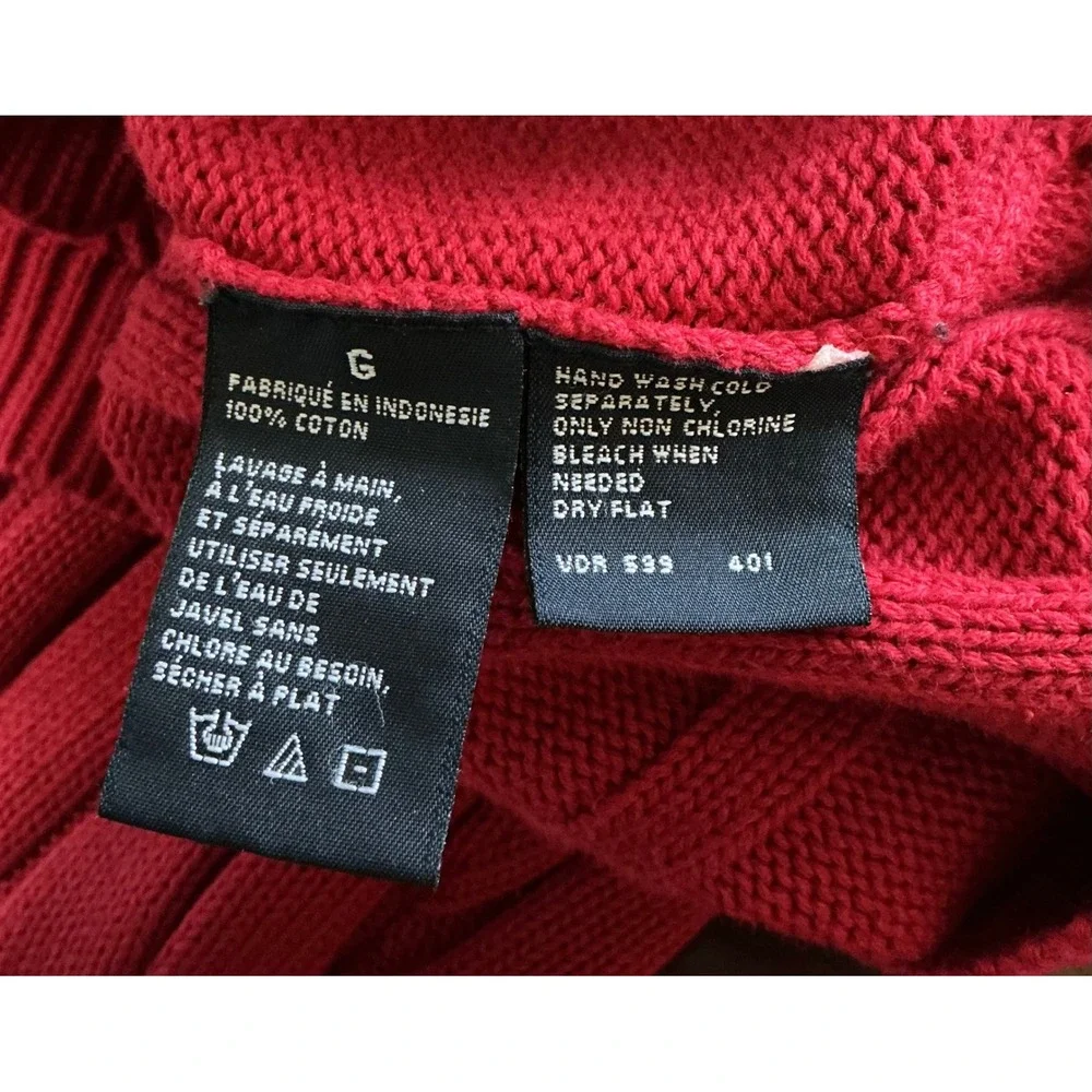Nautica Mens Red 100% Cotton Ribbed Knit Crew Neck Pullover Classic Sweater L‎